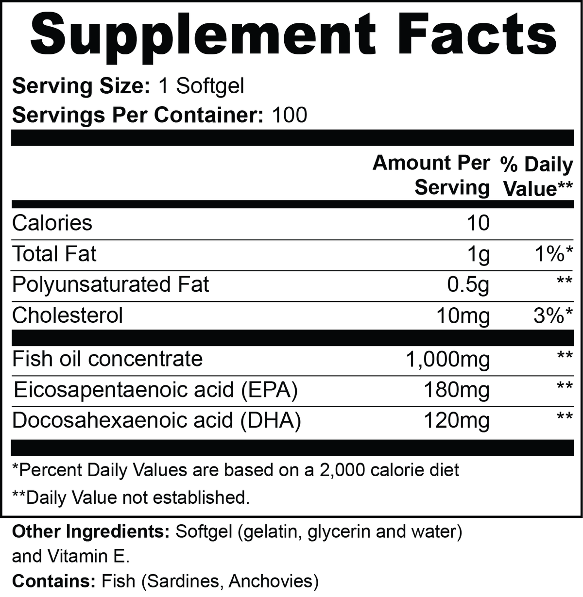 Milieu Omega-3 EPA 180mg + DHA 120mg