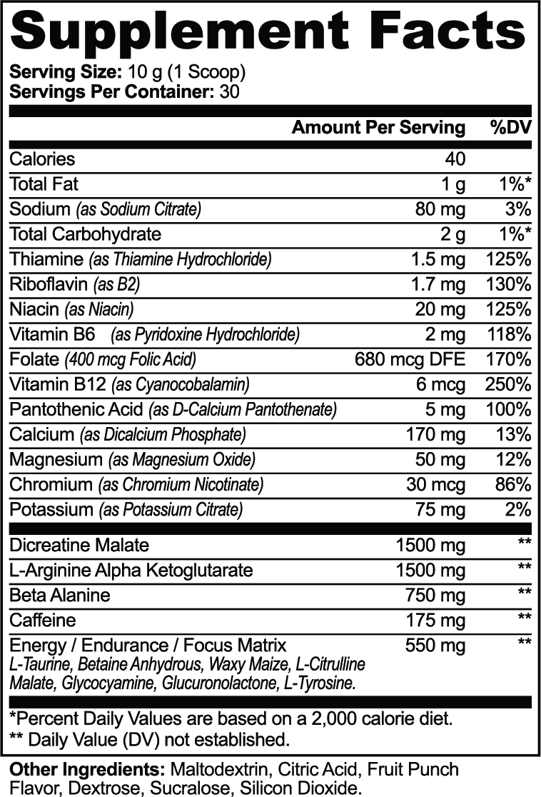Milieu Nitric Shock Pre-Workout Powder (Fruit Punch)